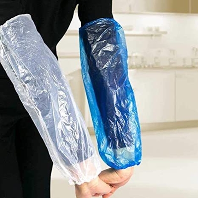 Disposable PE Arm Protective Water Proof Sleeve Cover Transparent Blue Plastic Oversleeve