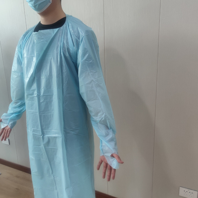 Back-opening Light Blue Waterproof Plastic Apron Polyethylene Medical Disposable CPE Gown