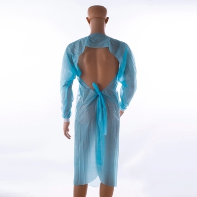 CPE Gown Surgical Disposable Blue Gown/apron Thumb Loop Isolation Clothes protection Suit