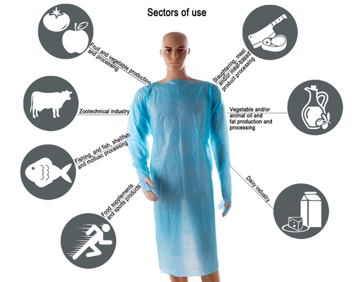 CPE Gown Surgical Disposable Blue Gown/apron Thumb Loop Isolation Clothes protection Suit