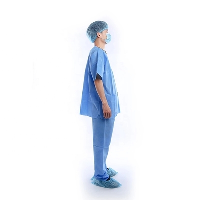 Medical Non-Woven Disposable Scrub Set Hospital Uniform Suits With Short Sleeves Uniform Suit