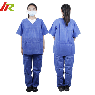 Medical Non-Woven Disposable Scrub Set Hospital Uniform Suits With Short Sleeves Uniform Suit