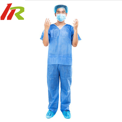 Medical Non-Woven Disposable Scrub Set Hospital Uniform Suits With Short Sleeves Uniform Suit