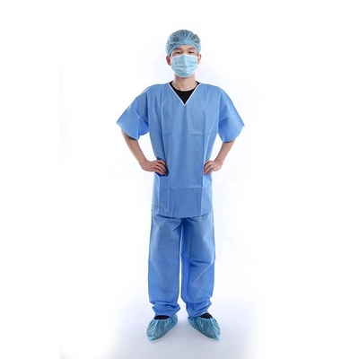 Disposable Medical Scrub Suit Surgeon Suit Two Pieces Short Sleeve