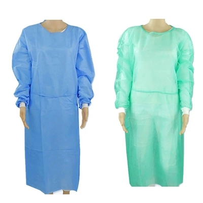 Polypropylene 50 Gsm Frock With Waterproof Microporous Film Waterproof Disposable Chemo Gown Disposable Isolation Gowns